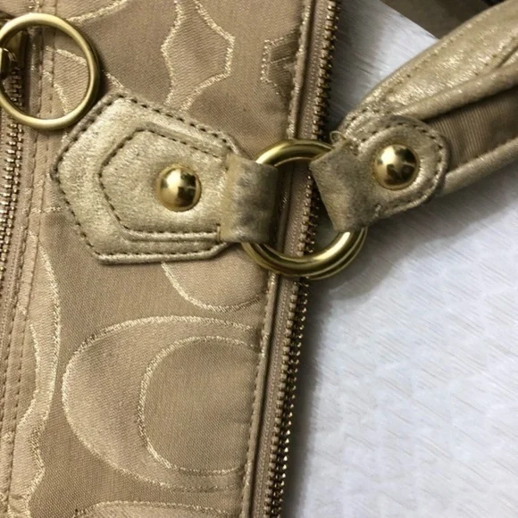 Coach gold poppy signature large bag